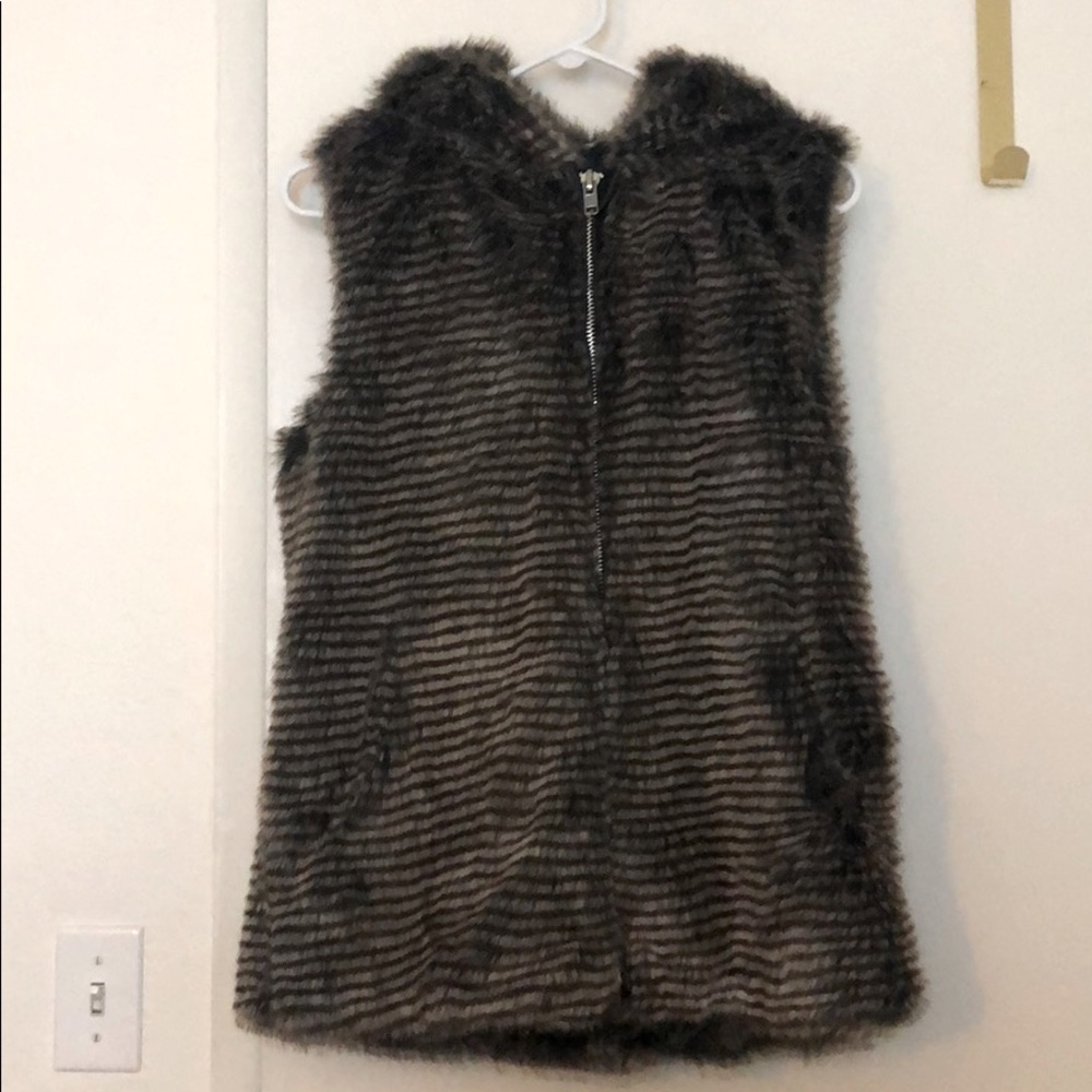 Hooded faux fur vest